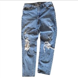 OLD NAVY Hi Rise OG Straight Distressed Zip-up Jeans 10 TALL